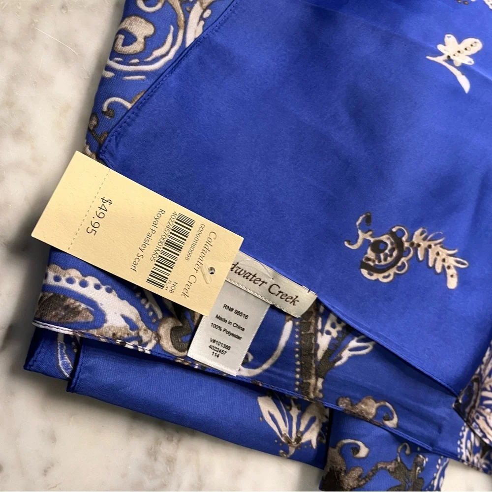 Coldwater Creek Royal Blue and Gold Scarf